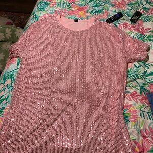 SHEIN Pink Sequin Dress
